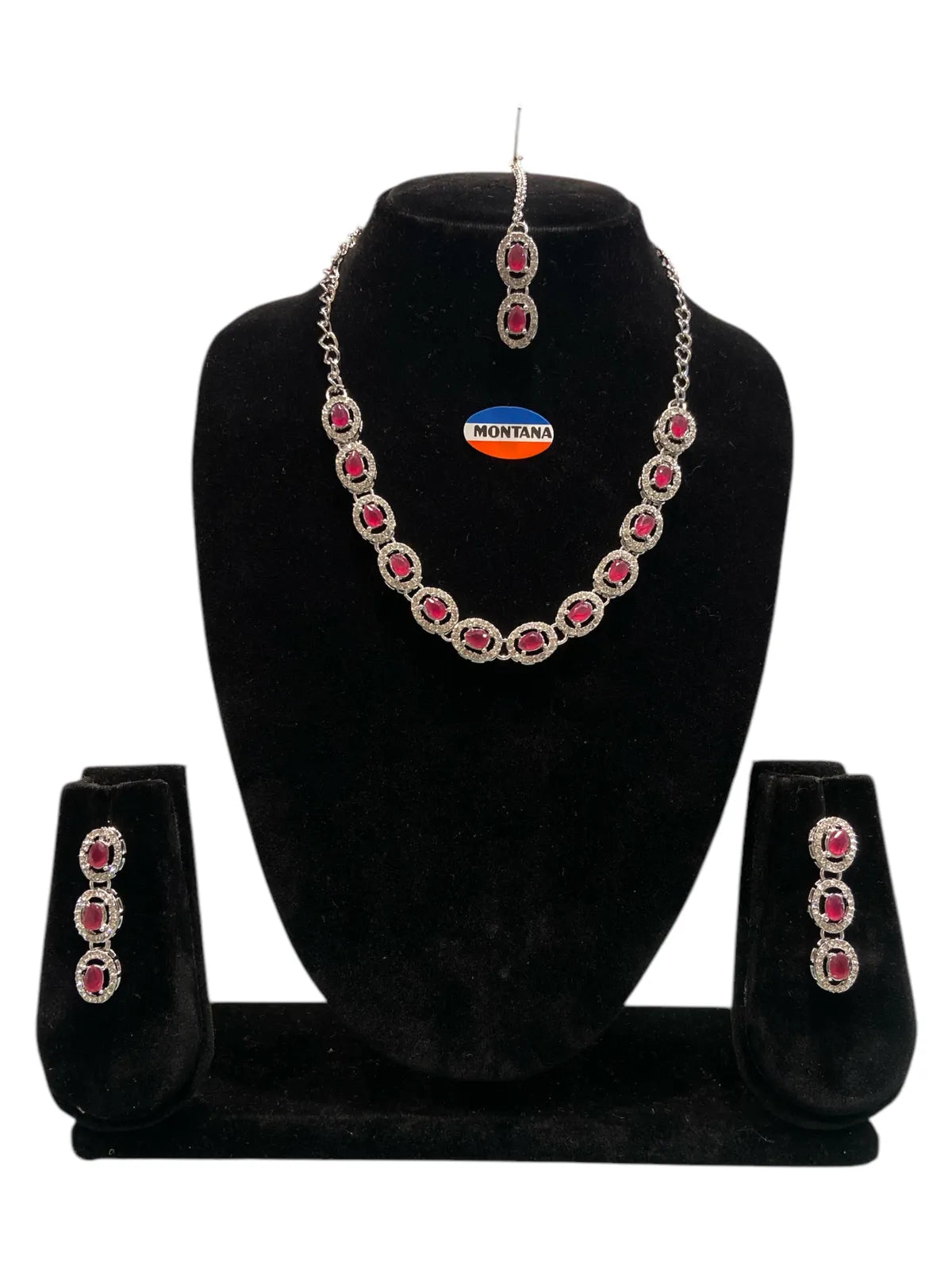 Ruby Glass stone Necklace Set for women