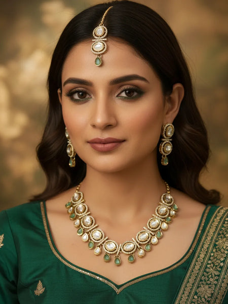 Mint Kundan Set for women