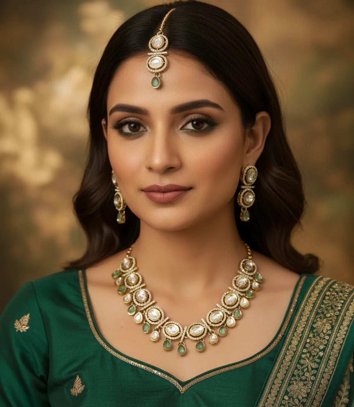 Mint Kundan Set for women