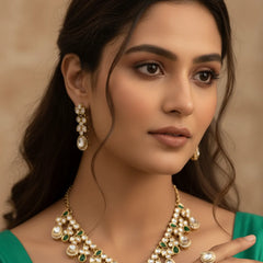 Green Kundan Set for women