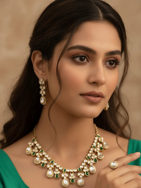 Green Kundan Set for women