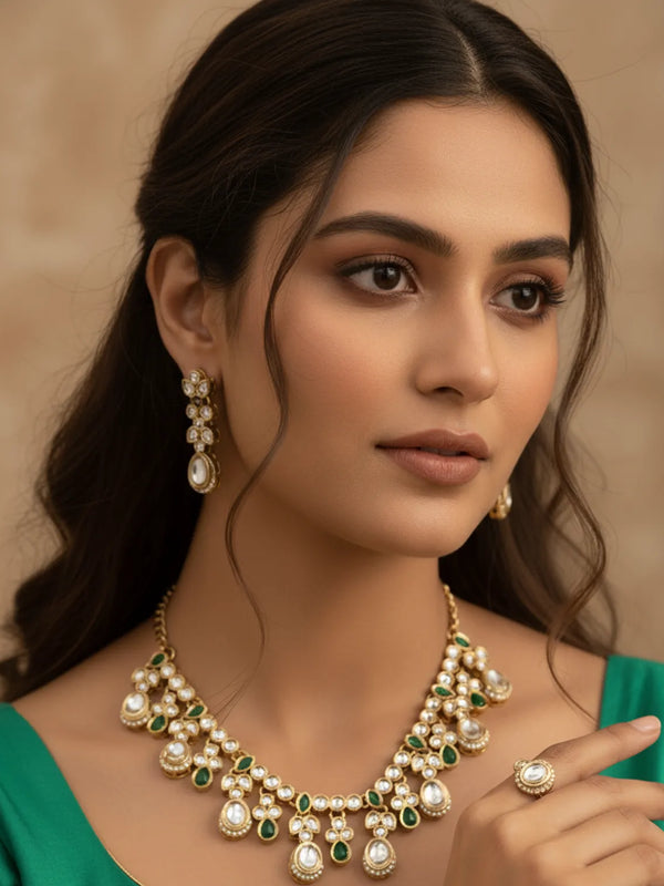 Green Kundan Set for women