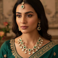 Mint Kundan Necklace Set for Women
