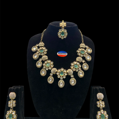 Mint Kundan Necklace Set for Women