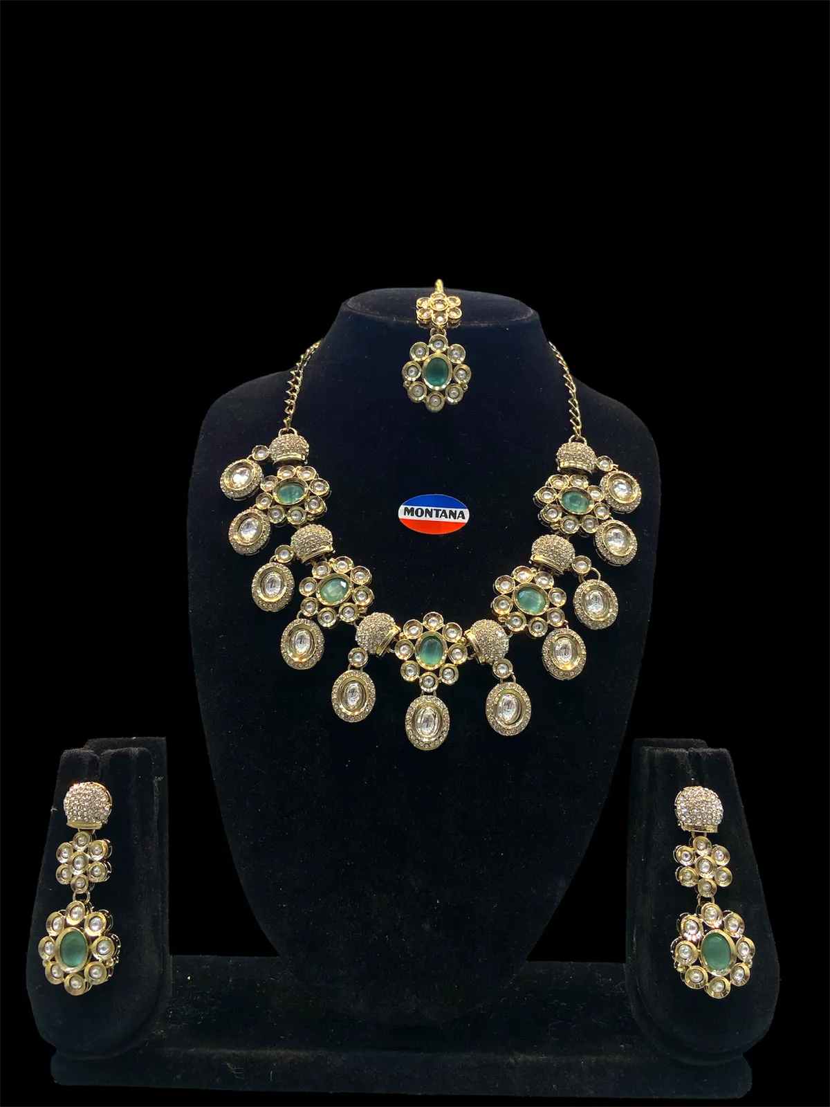 Green Kundan Necklace Set for Women