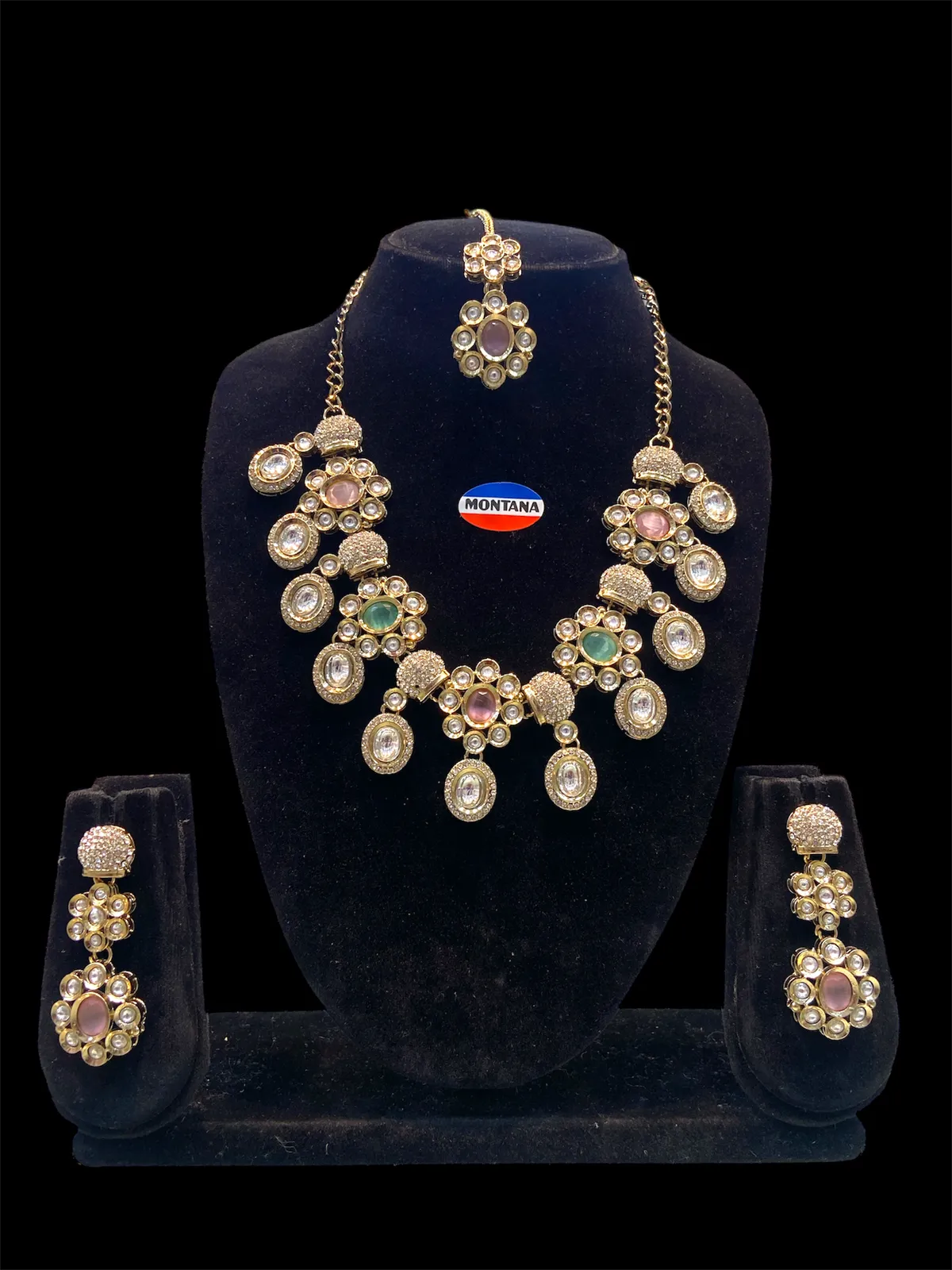 Green Kundan Necklace Set for Women