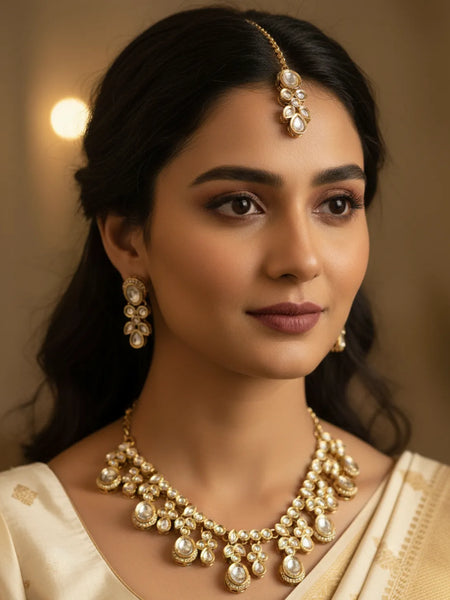 White Kundan Set for women