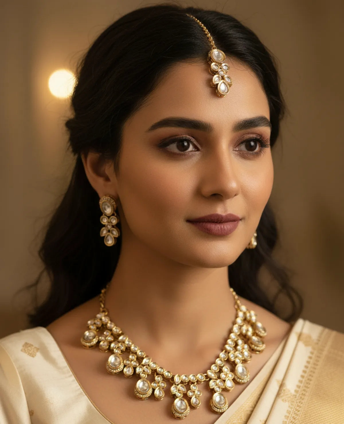 White Kundan Set for women