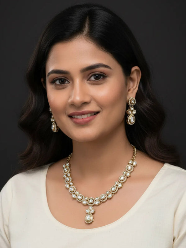 White Kundan Set for women