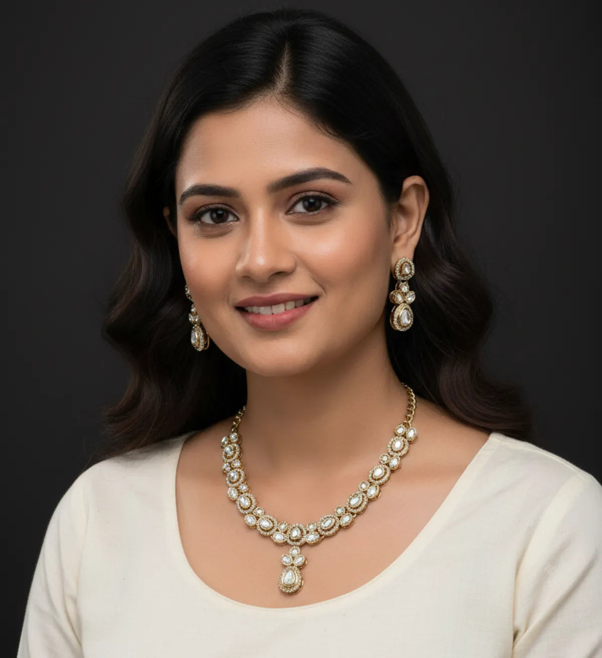 White Kundan Set for women
