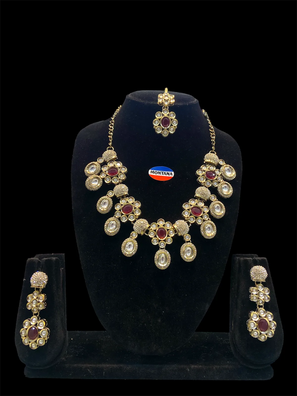 Ruby Kundan Necklace Set for Women