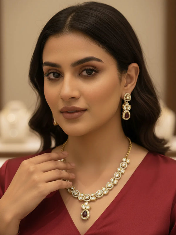 Wine Kundan Set for women