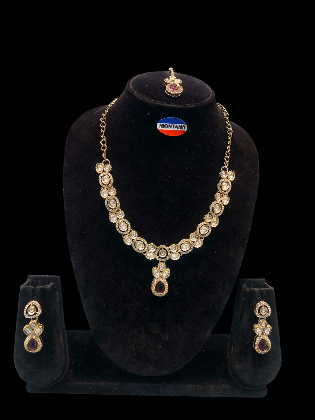 Wine Kundan Set for women