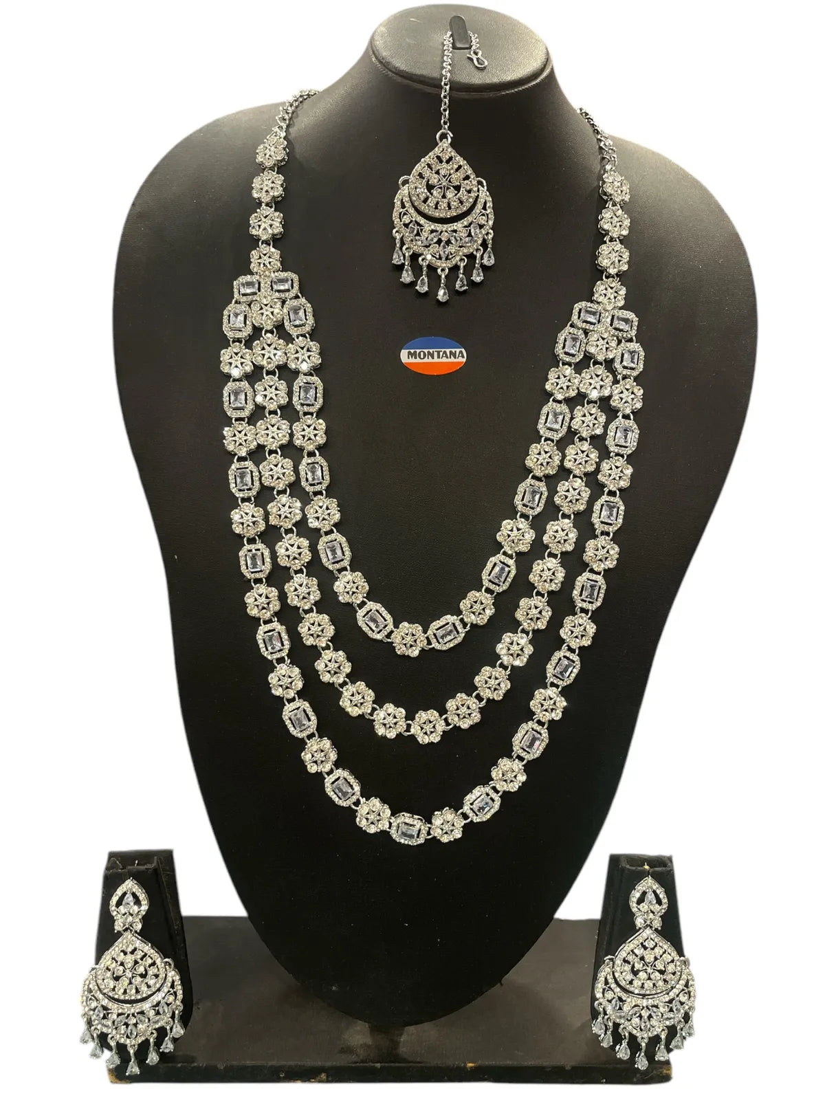 Ruby Brass Multilayer Necklace Set For Women