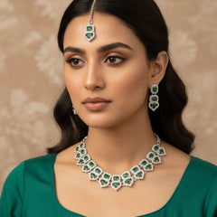 Green Glass stone Necklace set for Women