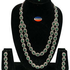 Green Brass Multilayer Necklace Set For Women