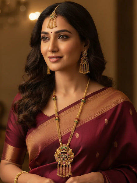 Heritage Kundan Long Necklace Set for Women