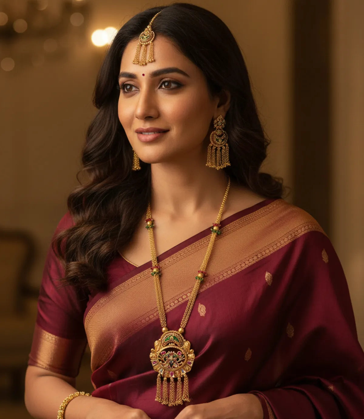Heritage Kundan Long Necklace Set for Women