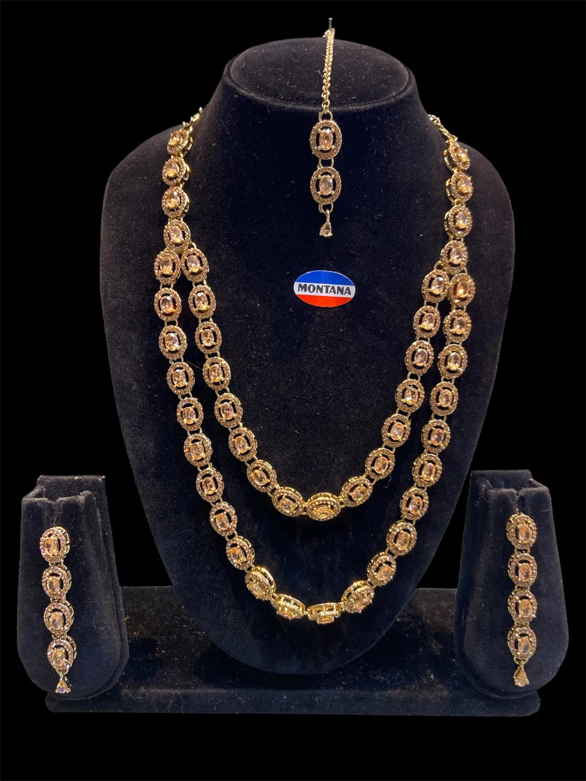 Ruby Brass Multilayer Necklace Set For Women