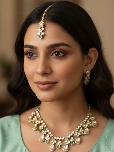 Mint Kundan Set for women