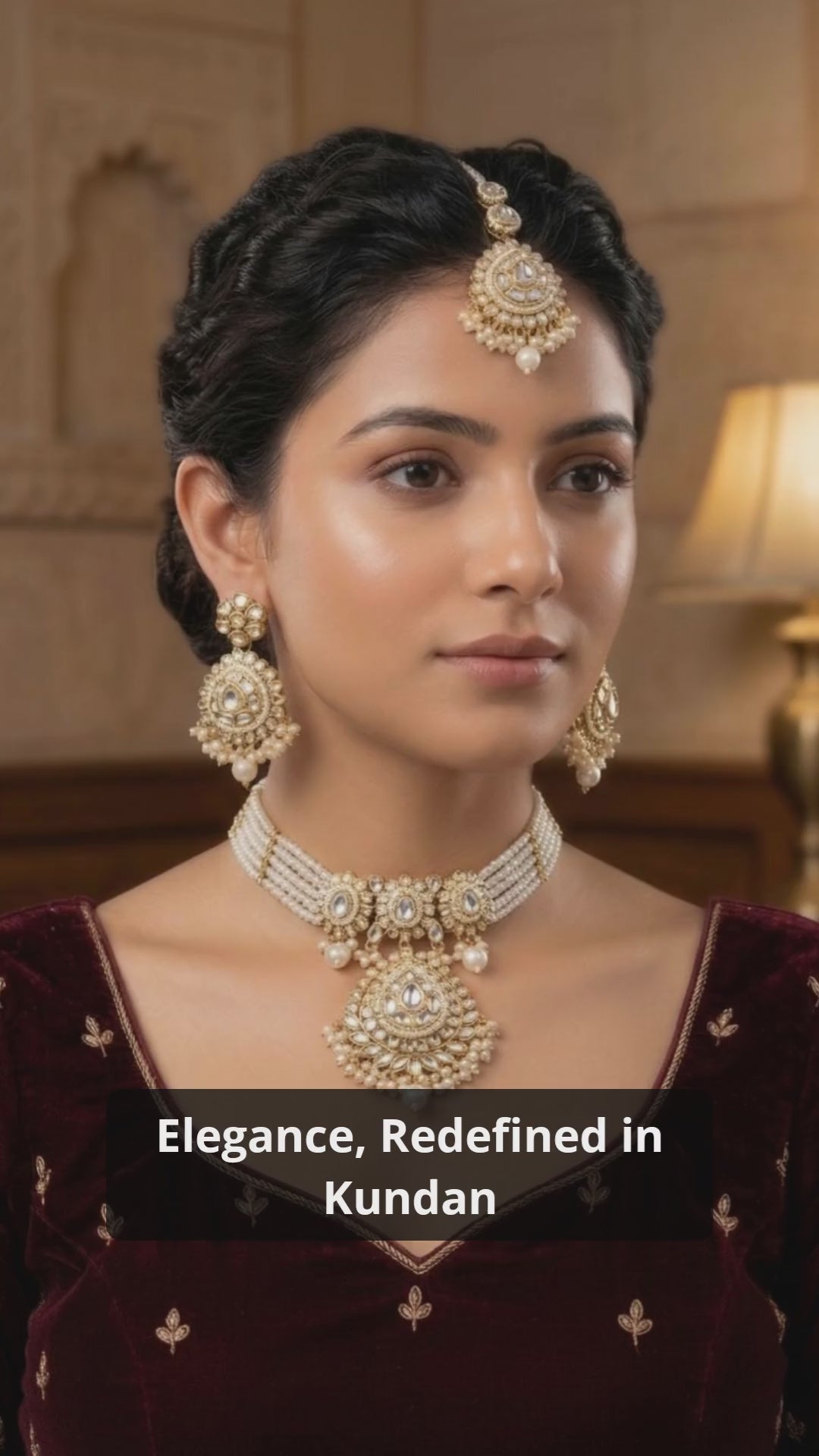 White Kundan Set for women