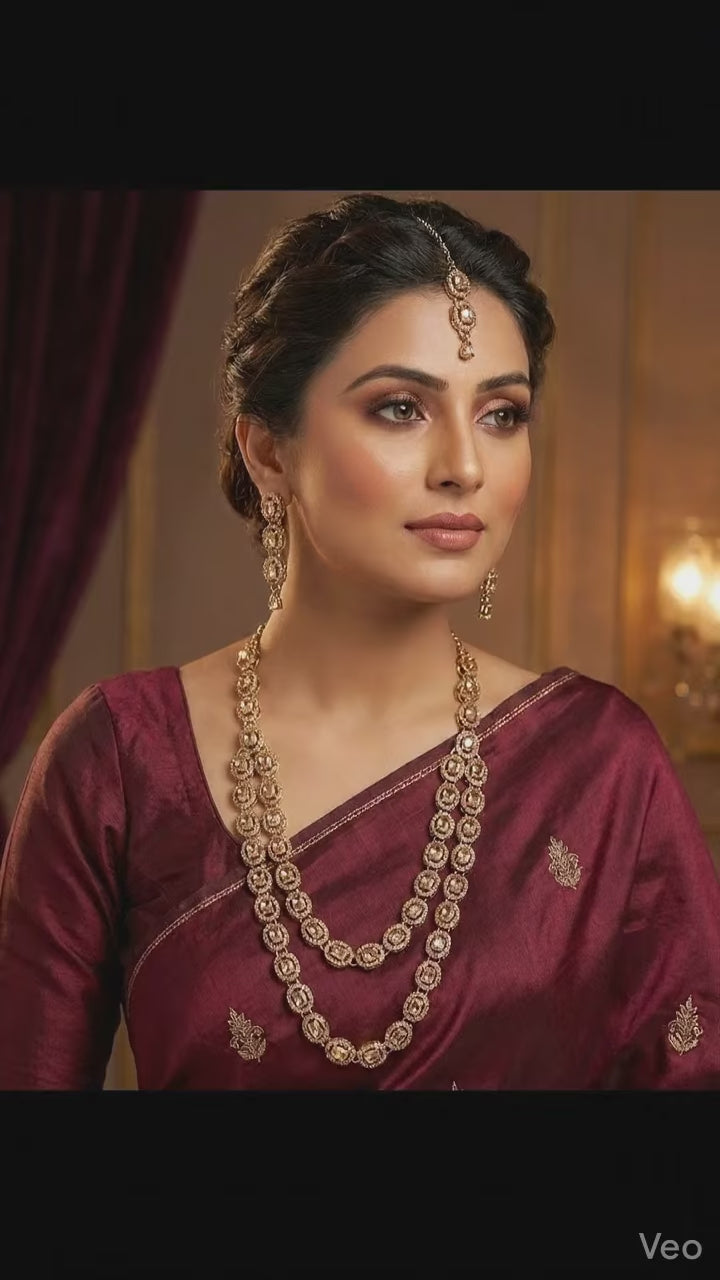 LCT Golden Brass Multilayer Necklace Set For Women