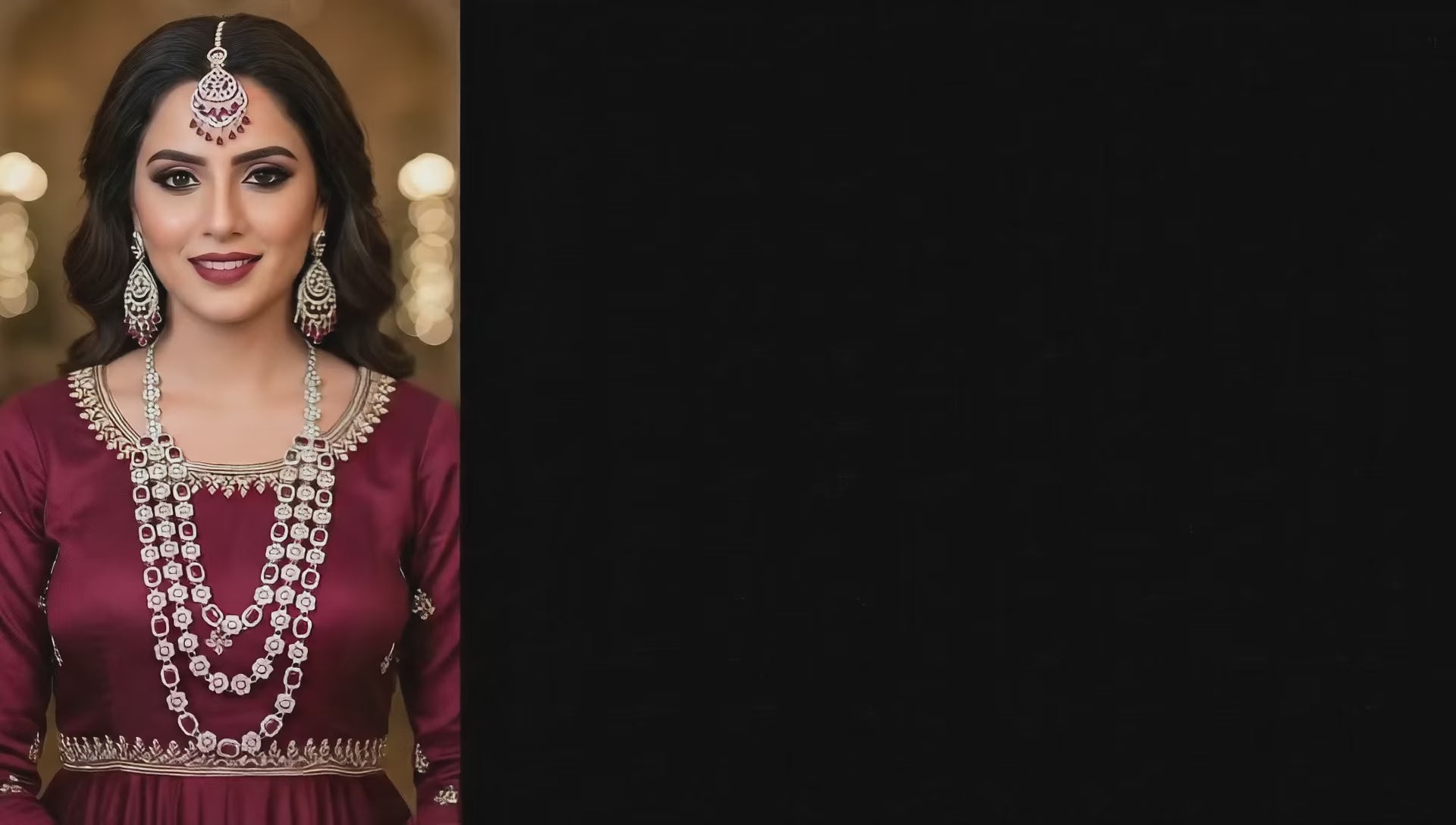 Ruby Brass Multilayer Necklace Set For Women