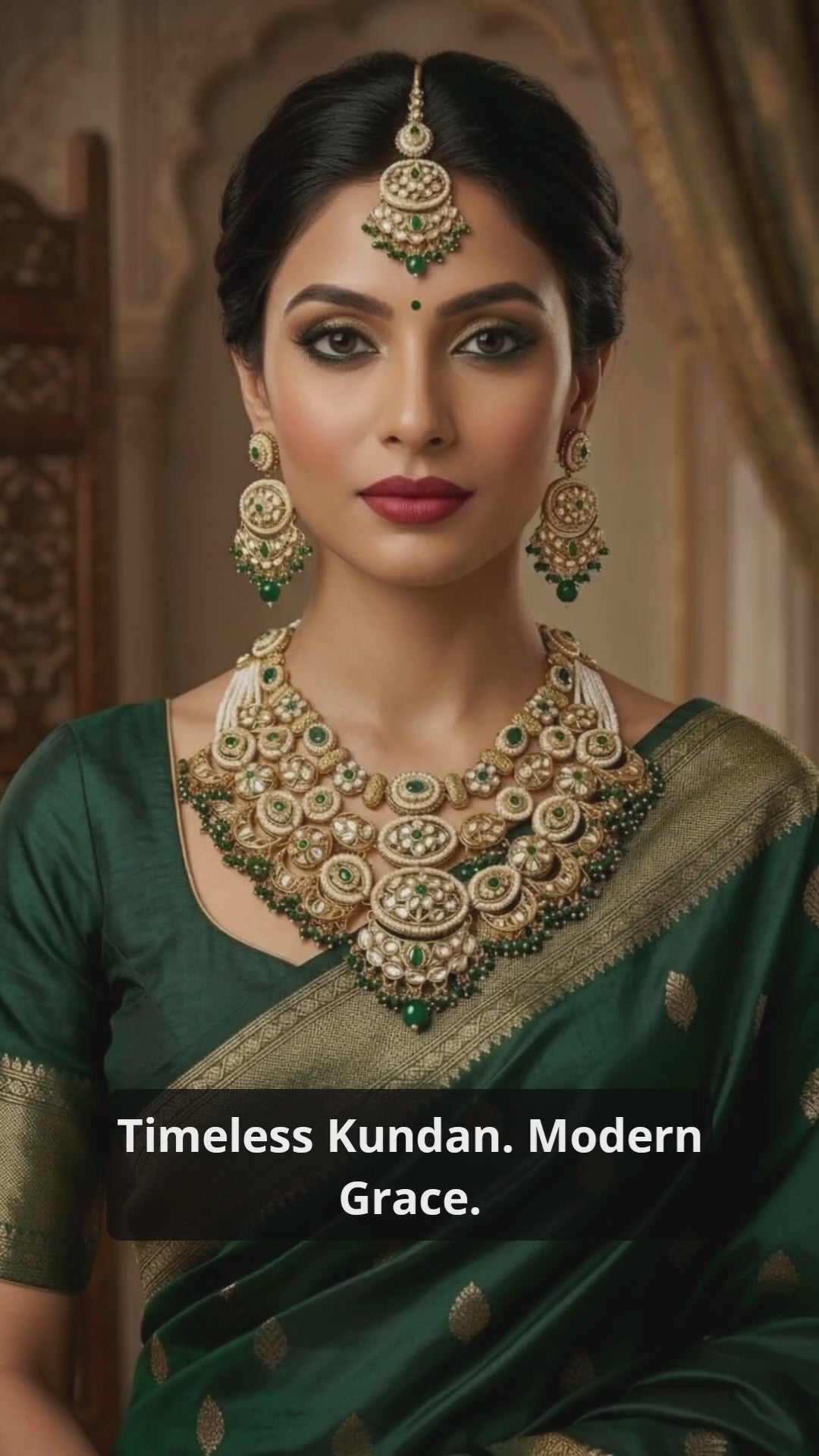 Green Kundan Multilayer Choker Set