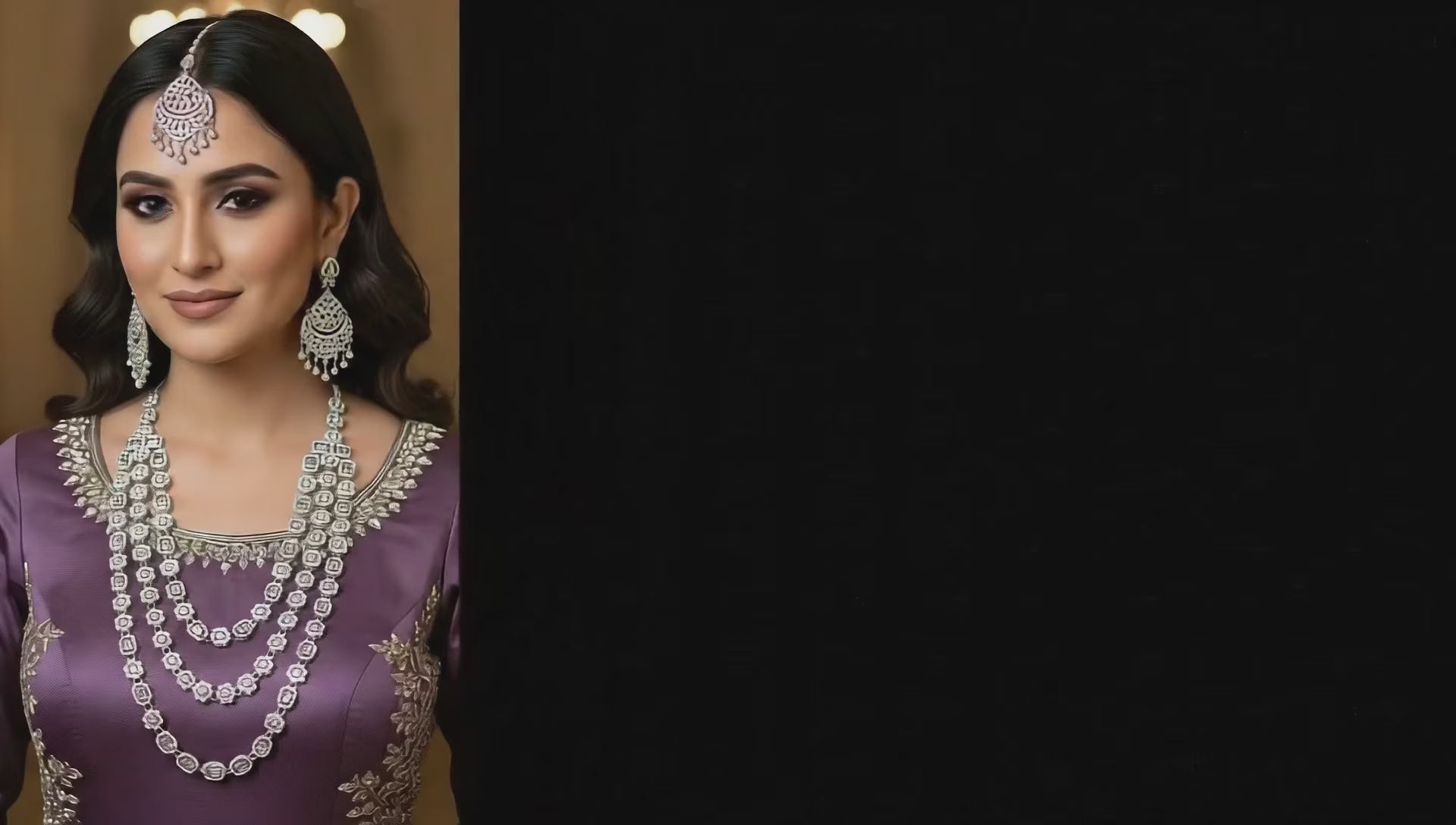 White Brass Multilayer Necklace Set For Women