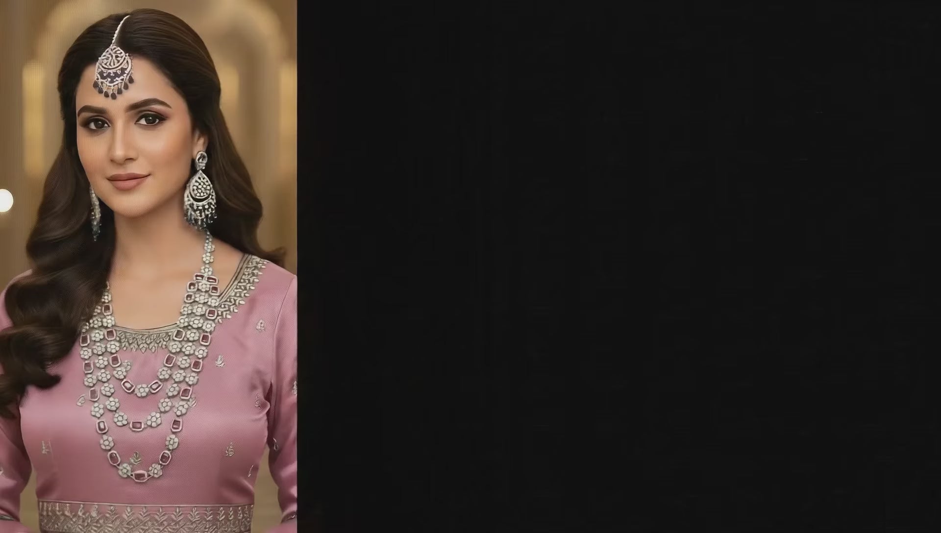 Pink Blue Brass Multilayer Necklace Set For Women