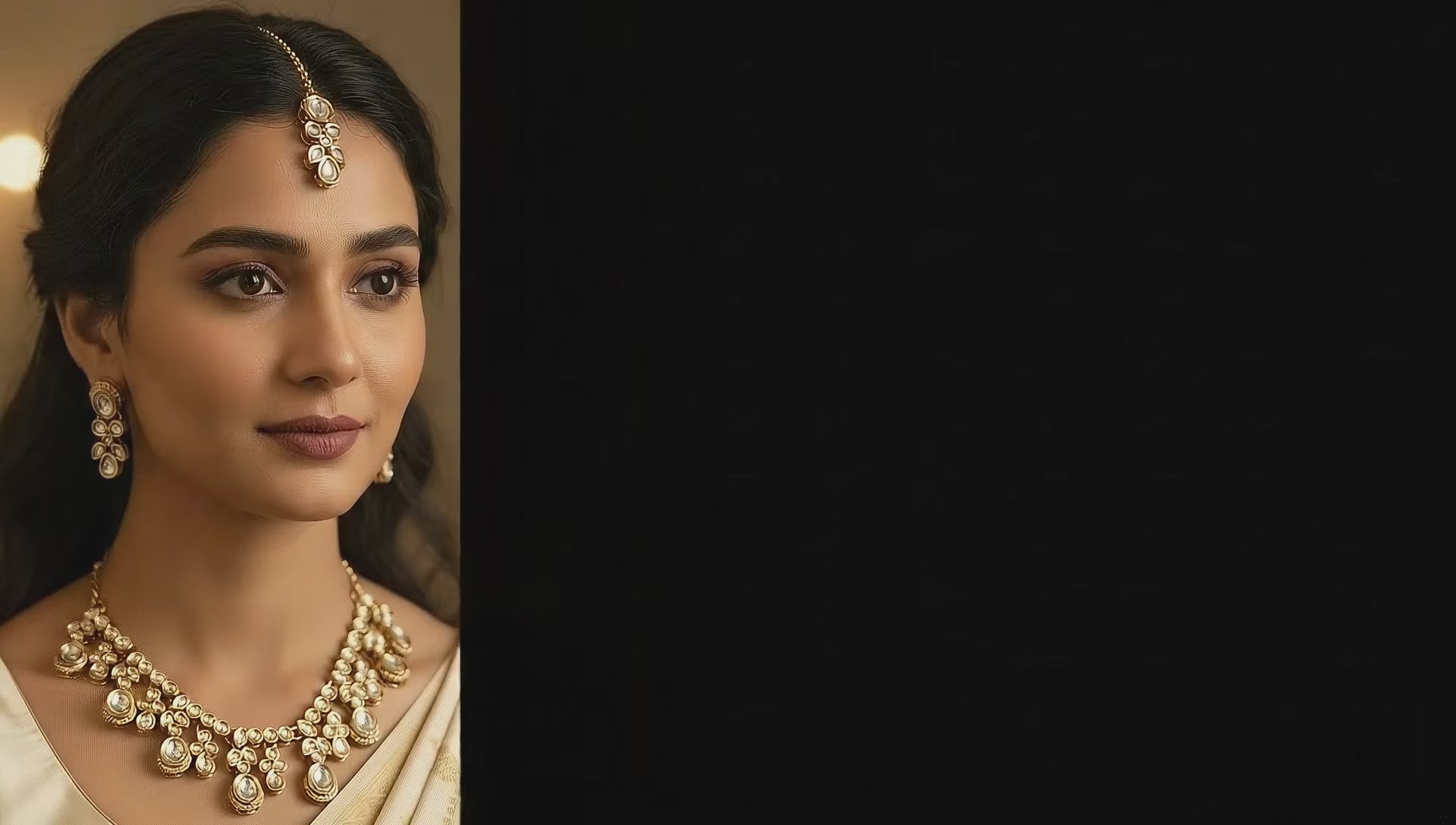 White Kundan Set for women