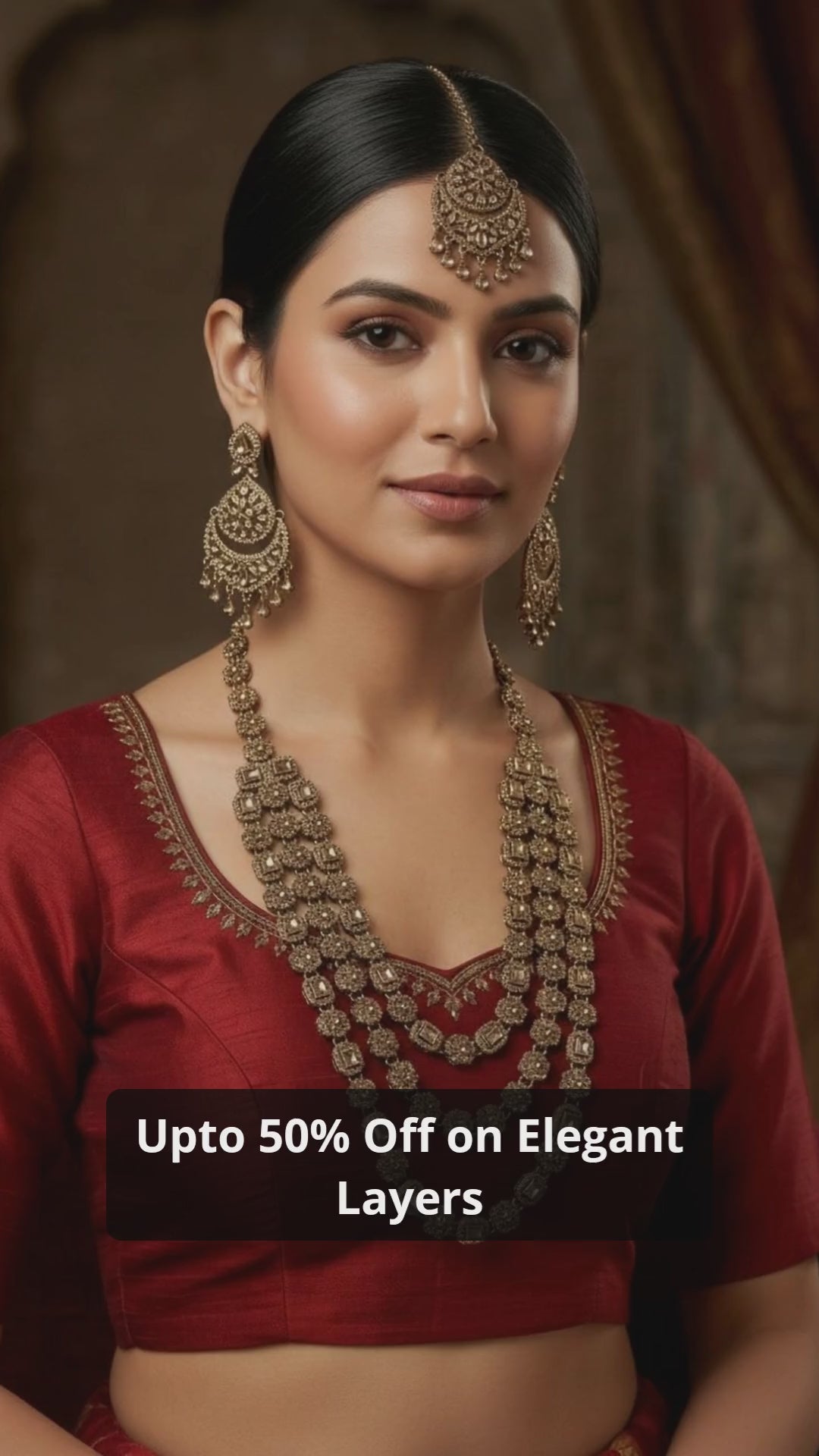 Golden LCT Multilayer Necklace Set For Women