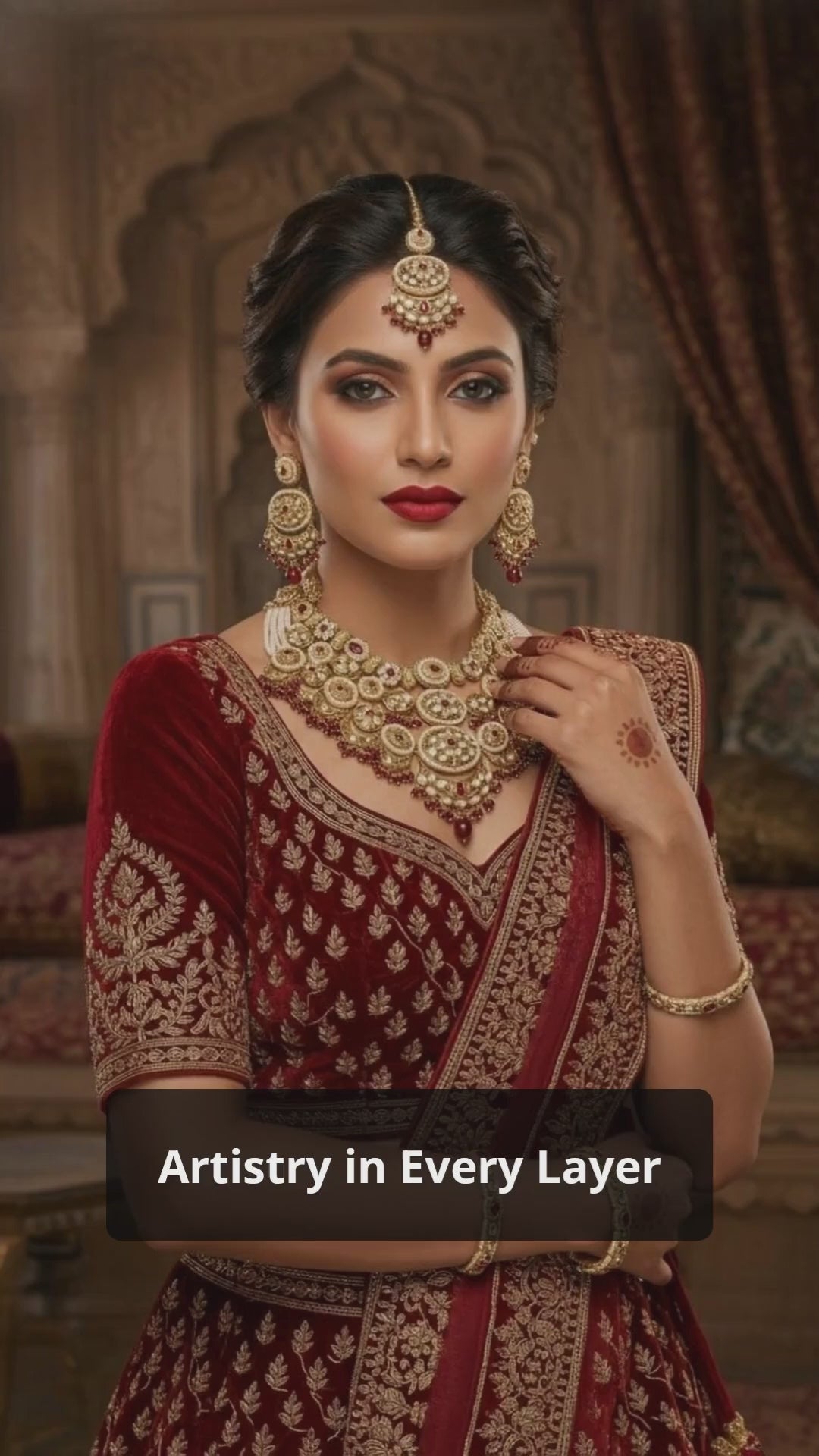 Ruby Kundan Multilayer Choker Set