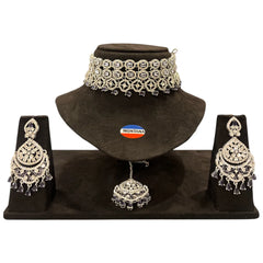 Wine Brass Glass Stone Choker Set For Women
