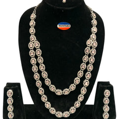 Pink Brass Multilayer Necklace Set For Women