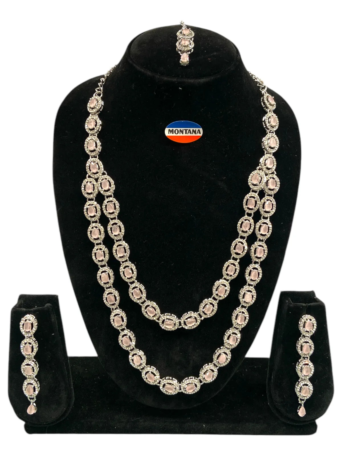 Ruby Brass Multilayer Necklace Set For Women