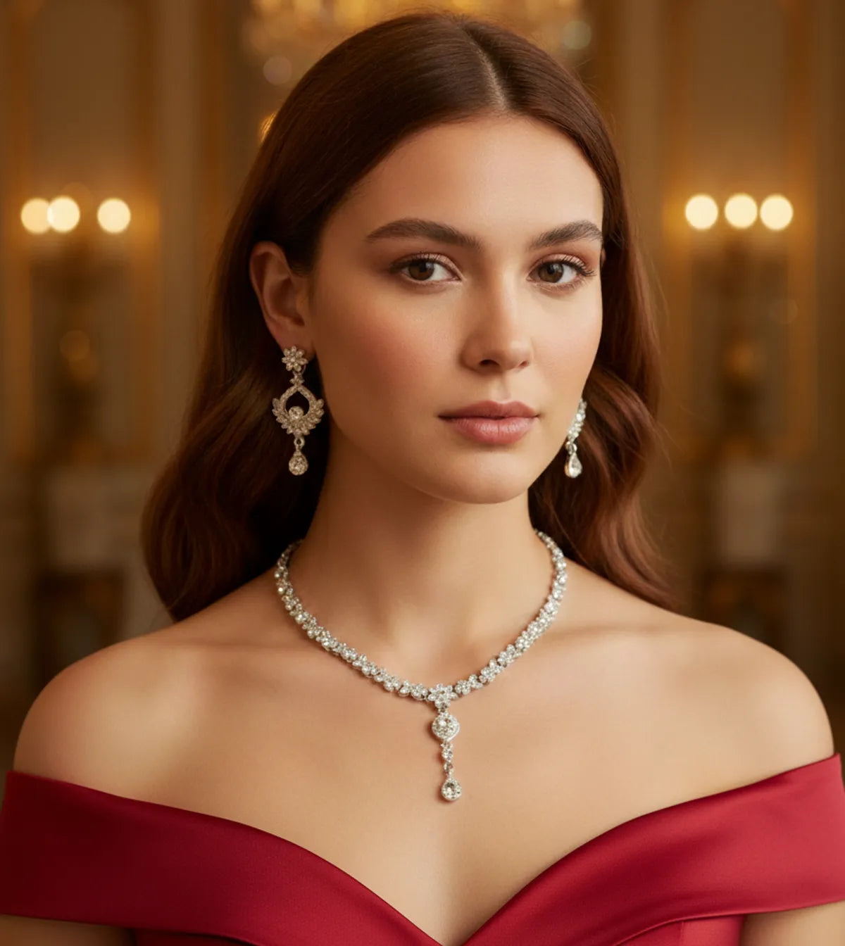 Rhodium Necklace Set for Women