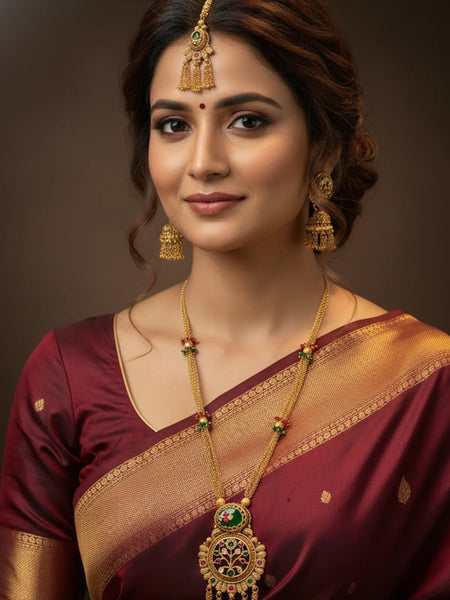 Heritage Kundan Long Necklace Set for Women