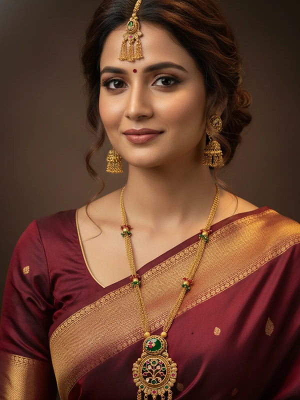 Heritage Kundan Long Necklace Set for Women