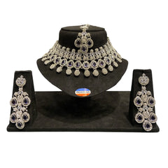 Wine Brass Glass Stone Choker Set For Women