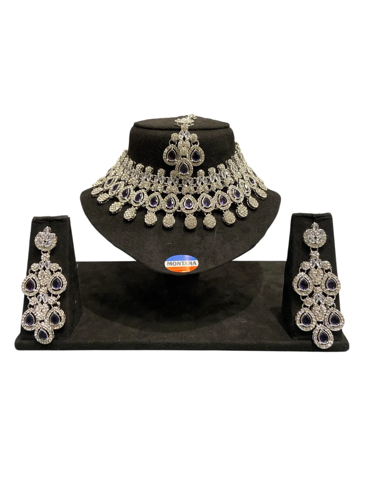 Ruby Brass Glass Stone Choker Set For Women