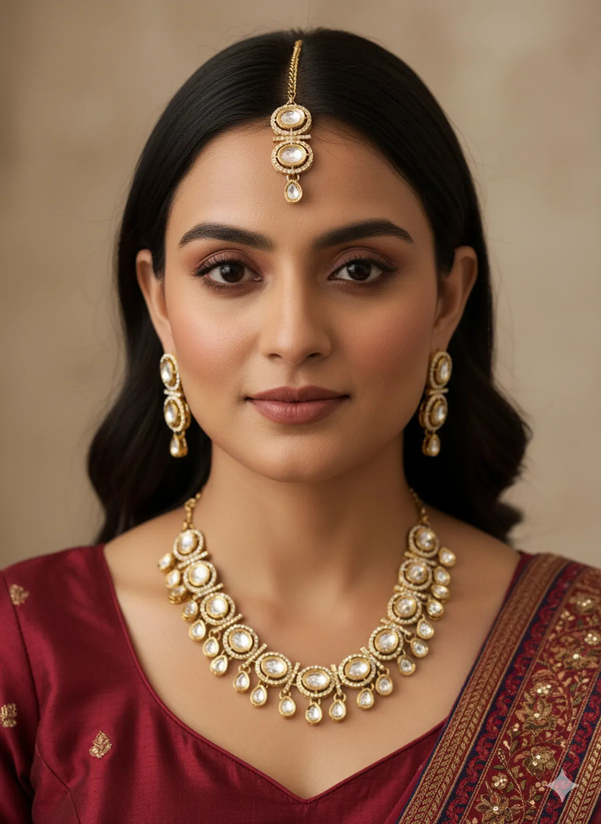 White Kundan Set for women