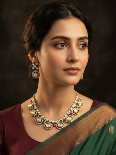 Maroon Kundan Set for women