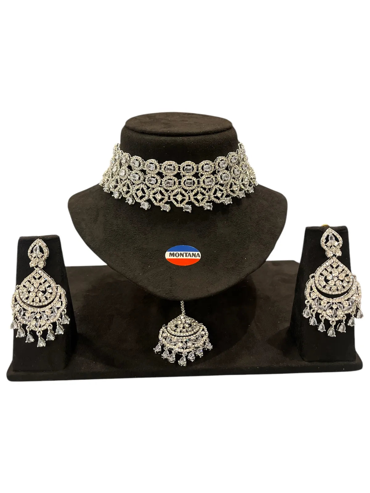Ruby Brass Glass Stone Choker Set For Women